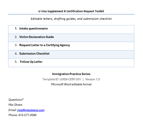 $14.99 U Visa Supplement B Certification Request Toolkit