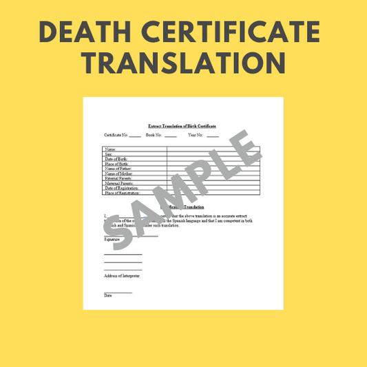 Death Certificate Translation Template