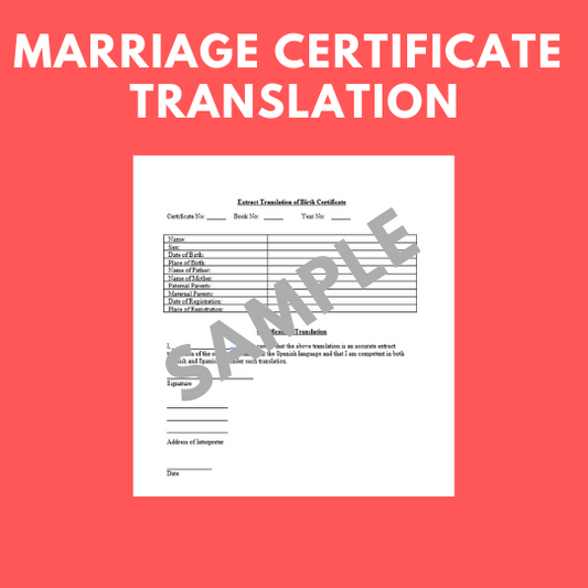 Marriage Certificate Translation Template