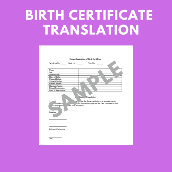 Birth Certificate Translation Template