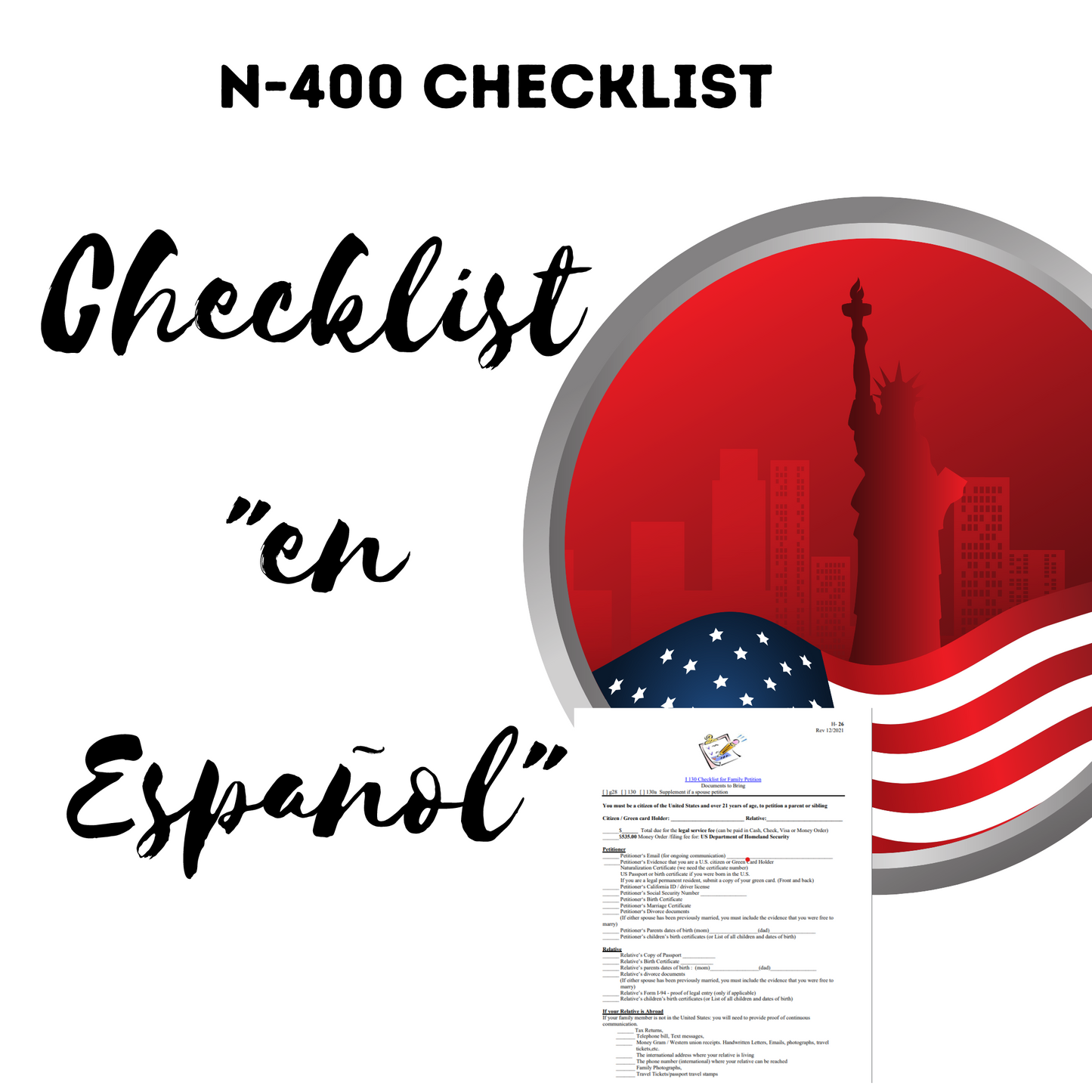 N-400 Application for Citizenship - Checklist in Spanish